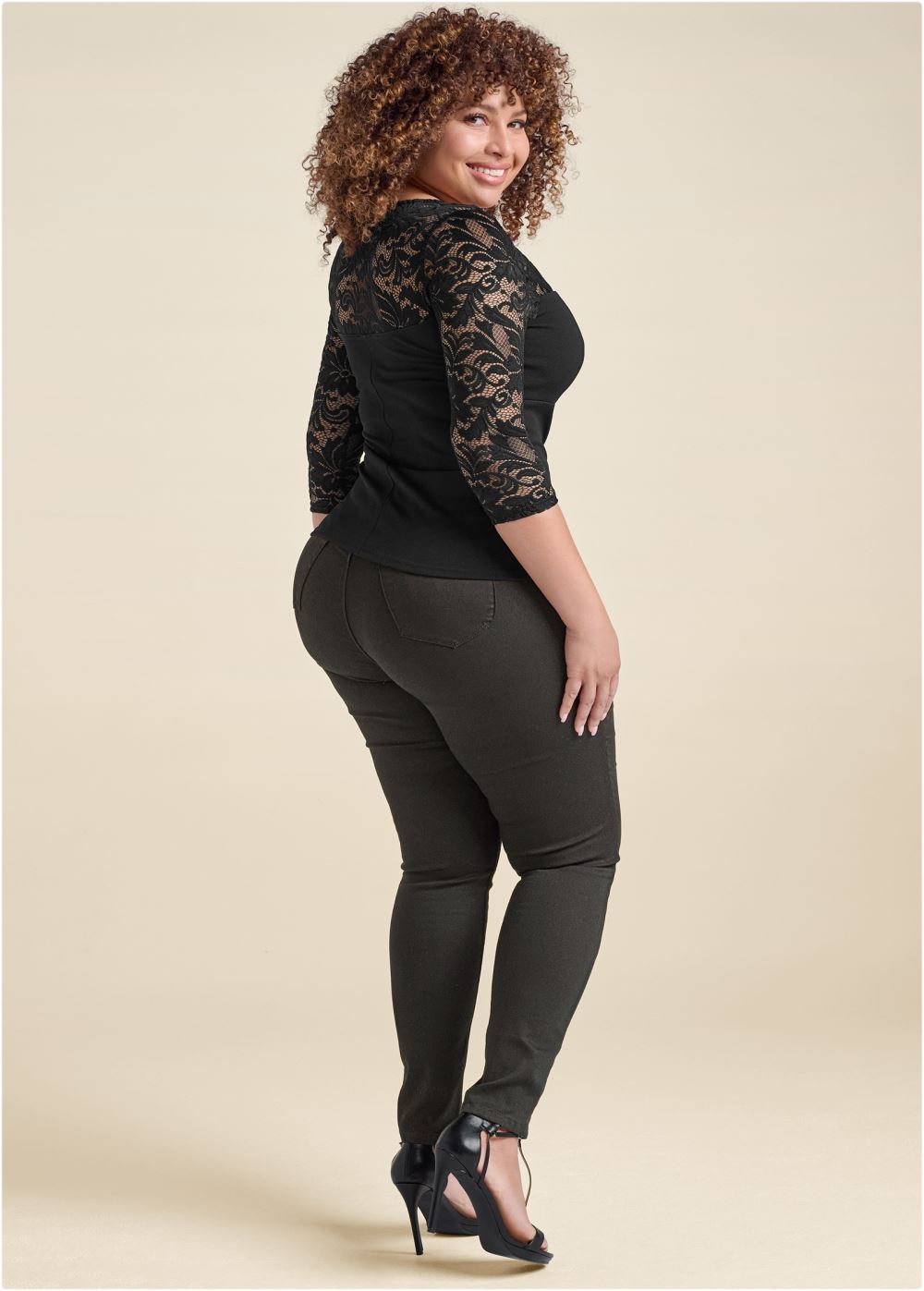 Venus Plus Size Lace Sleeve Top