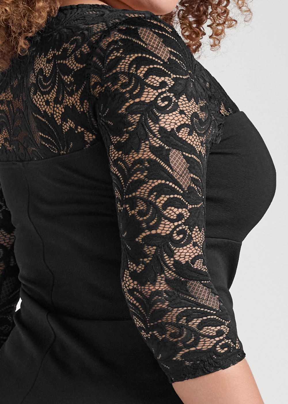 Venus Plus Size Lace Sleeve Top