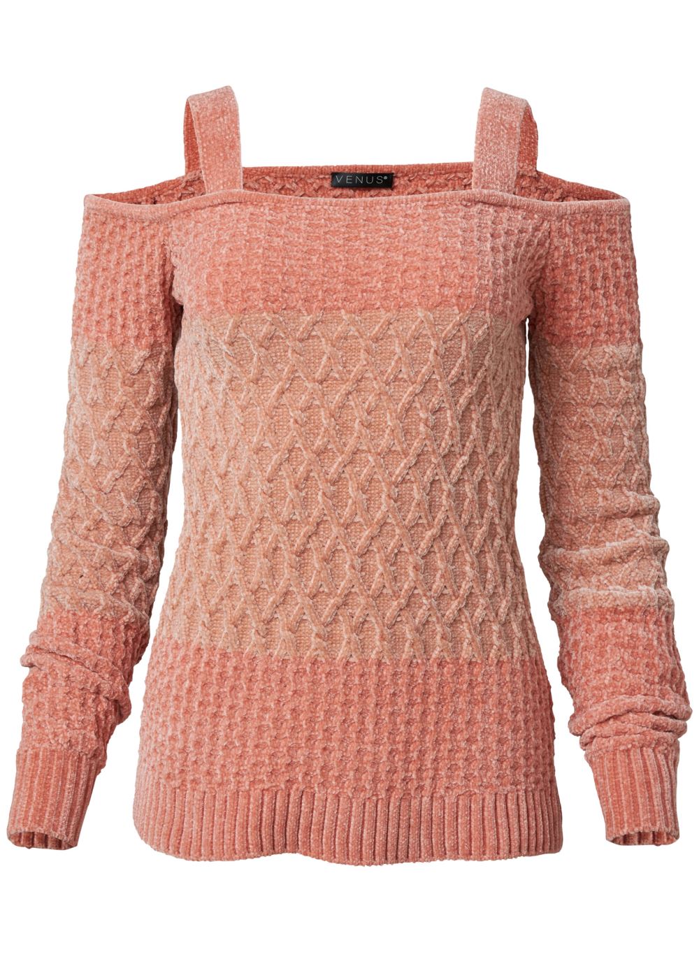Venus Plus Size Chenille Sweater in Pink Multi