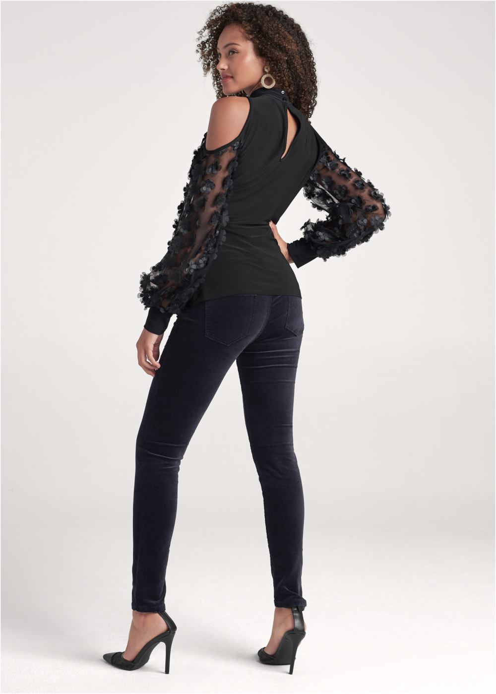 Venus Plus Size Flower Detail Surplice Top
