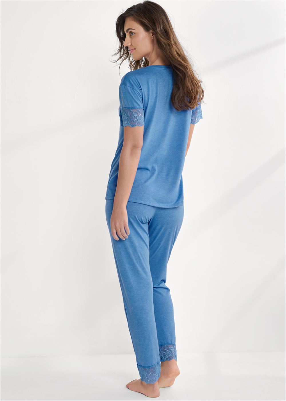 Venus Heathered Blue TOP AND PANTS PAJAMA SET