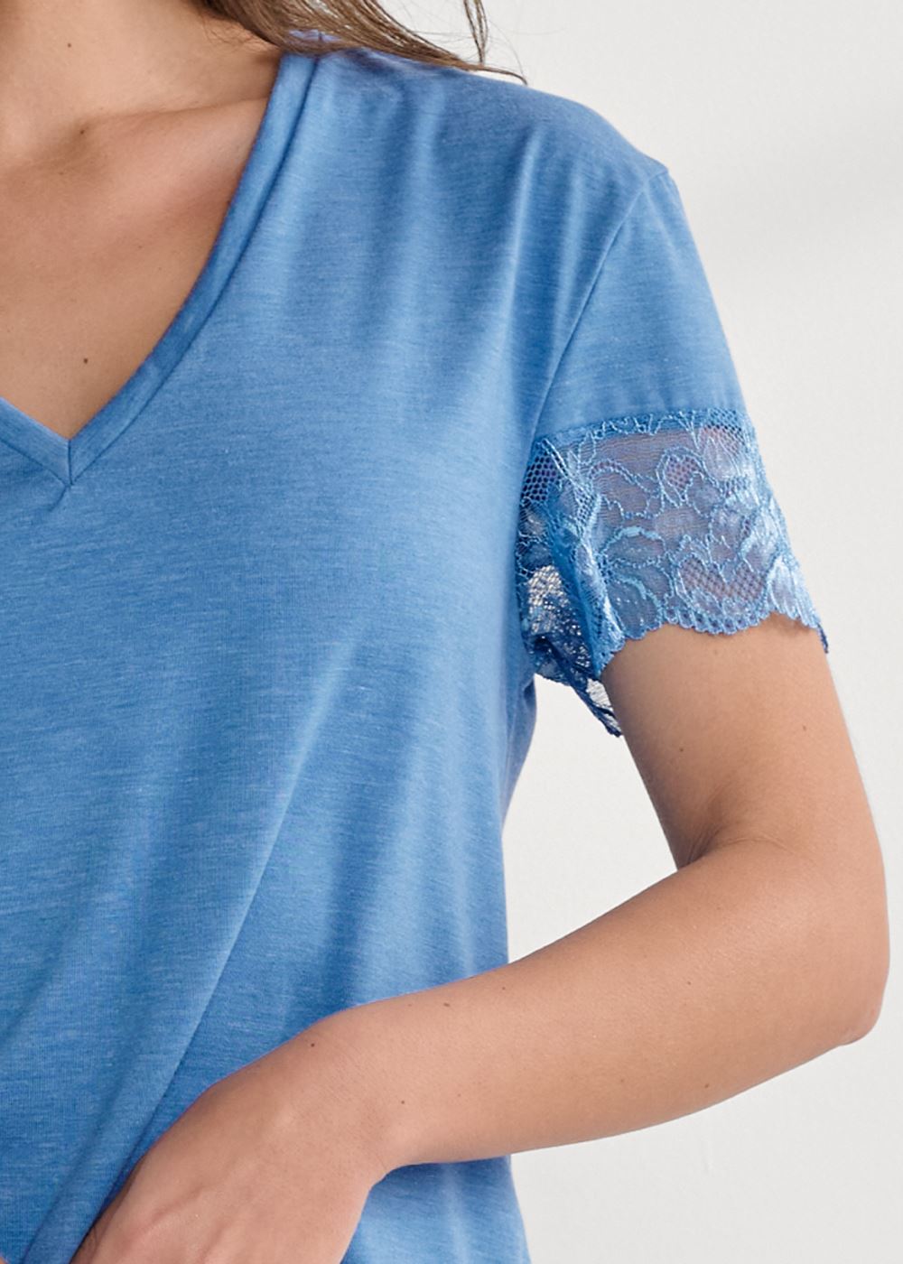 Venus Heathered Blue TOP AND PANTS PAJAMA SET