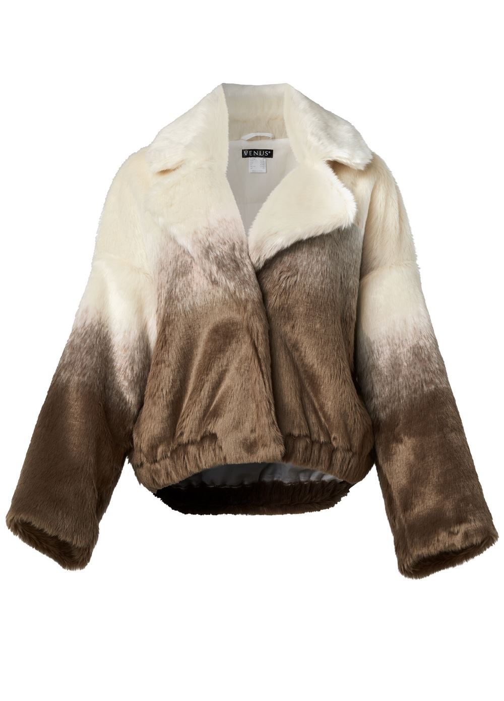 Venus Faux-Fur Bomber Jacket in Cream Multi