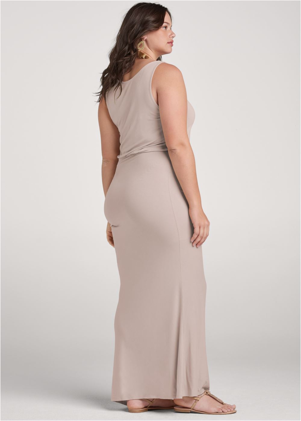 Venus Taupe RUCHED MAXI DRESS