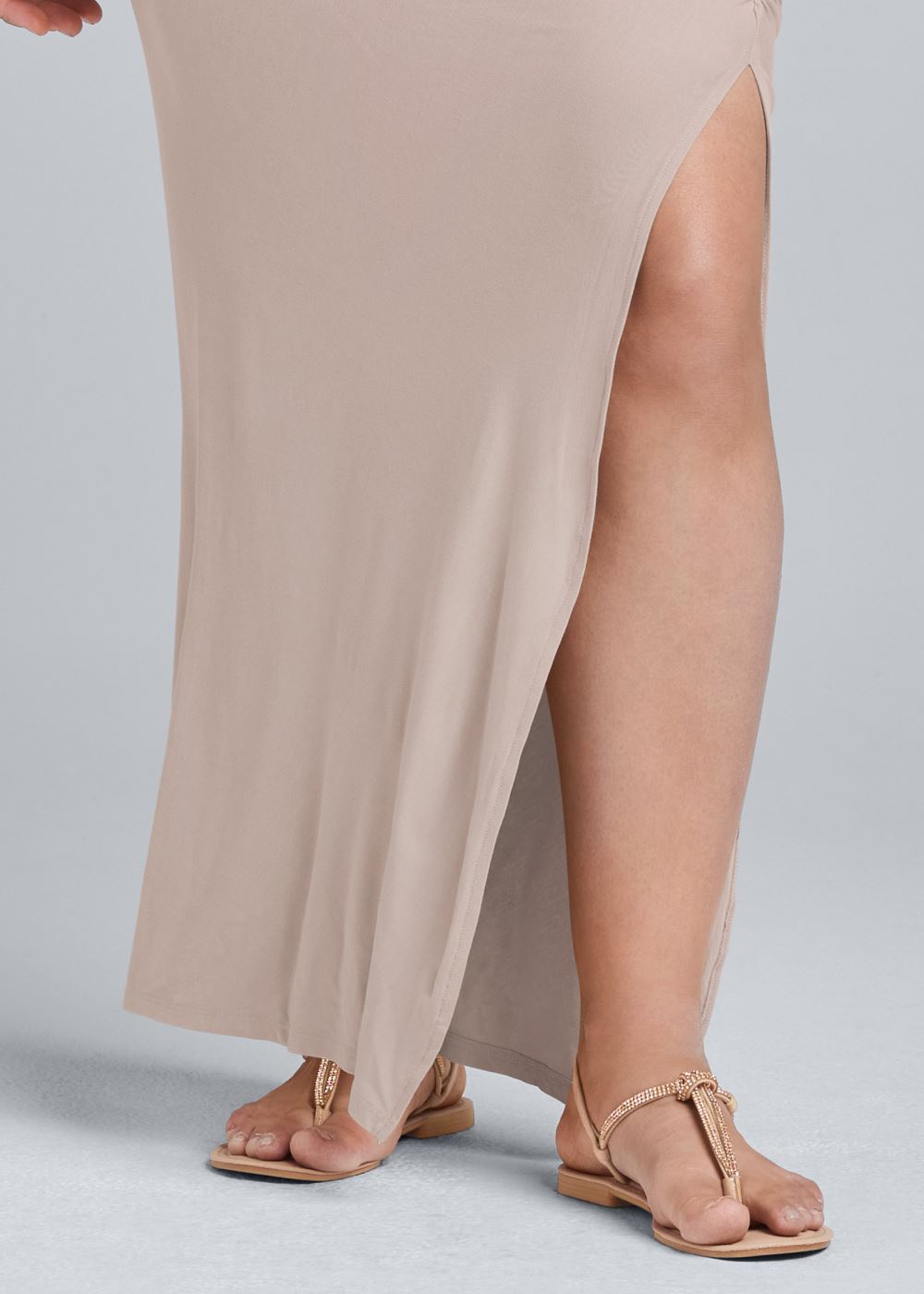 Venus Taupe RUCHED MAXI DRESS