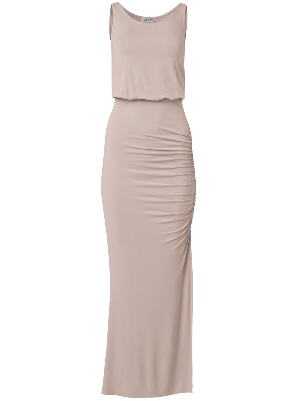 Venus Taupe RUCHED MAXI DRESS