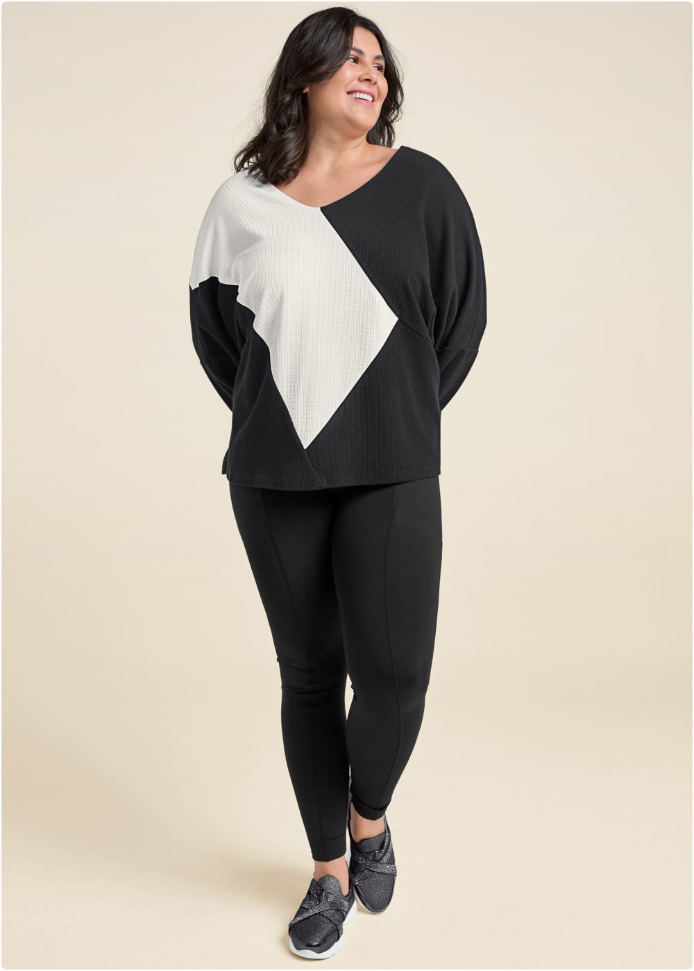 Venus Plus Size Color Block Oversized Top