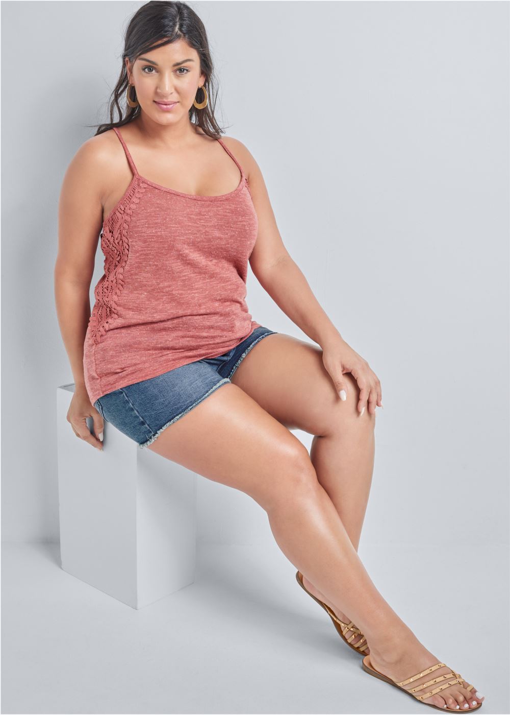 Venus Plus Size Crochet Detail Tank