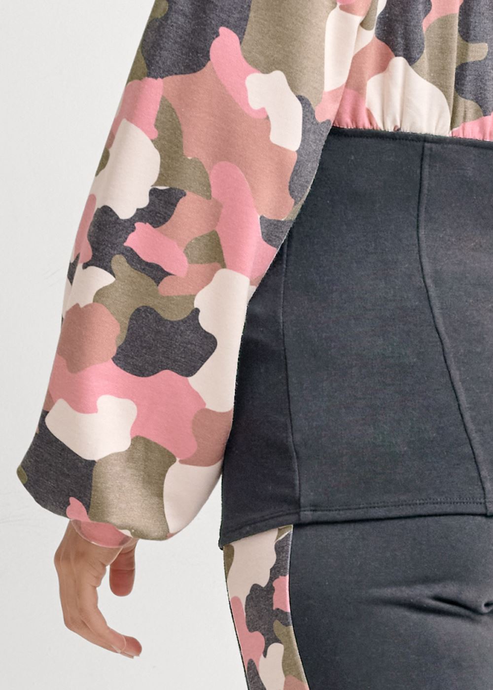 Venus Plus Size Camo Color Block Pant Set in Brown Multi