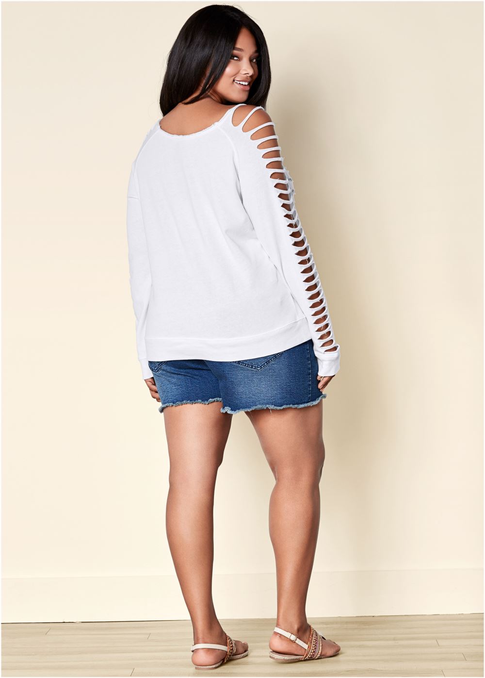 Venus White SLASH DETAIL SWEATSHIRT