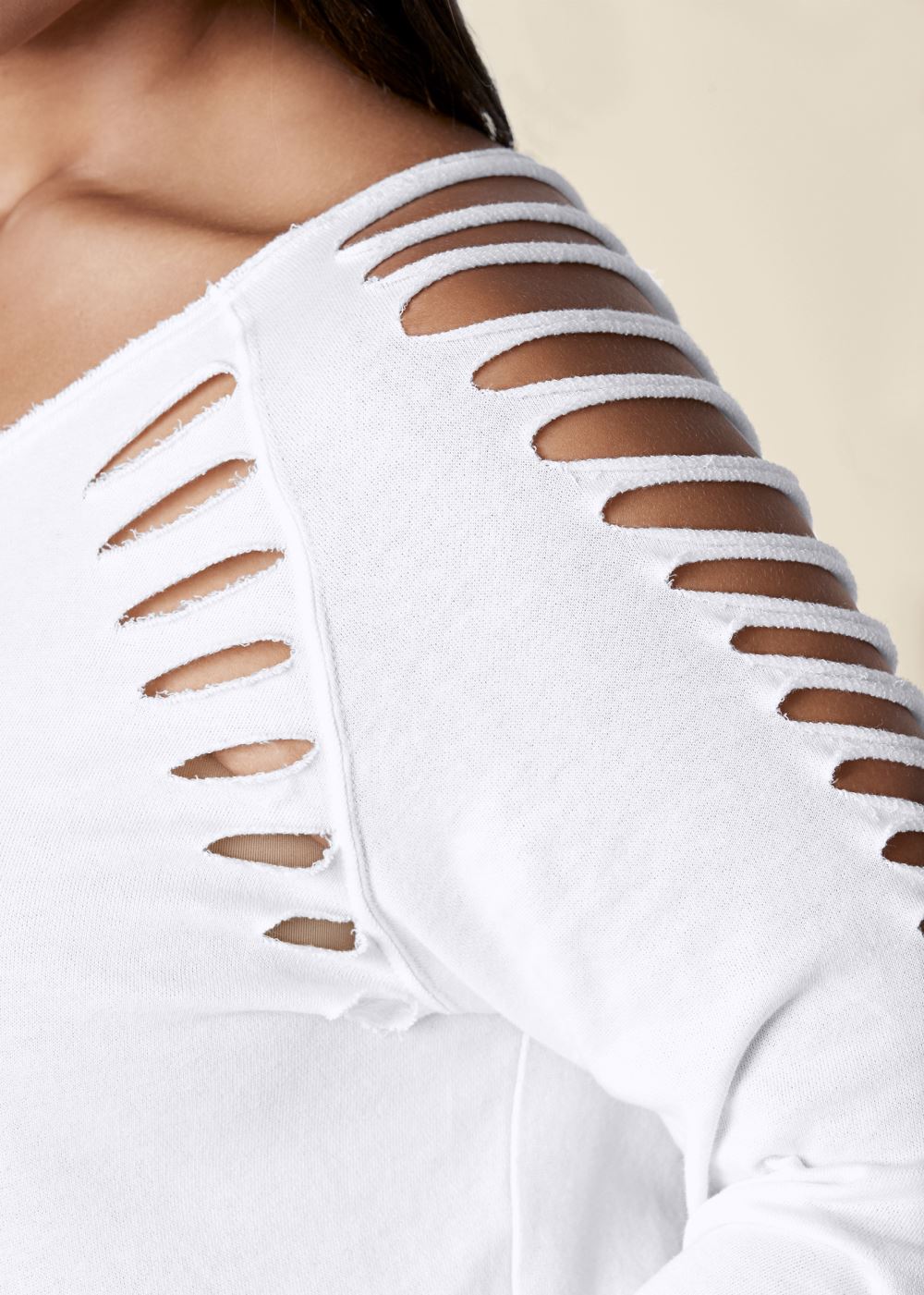 Venus White SLASH DETAIL SWEATSHIRT