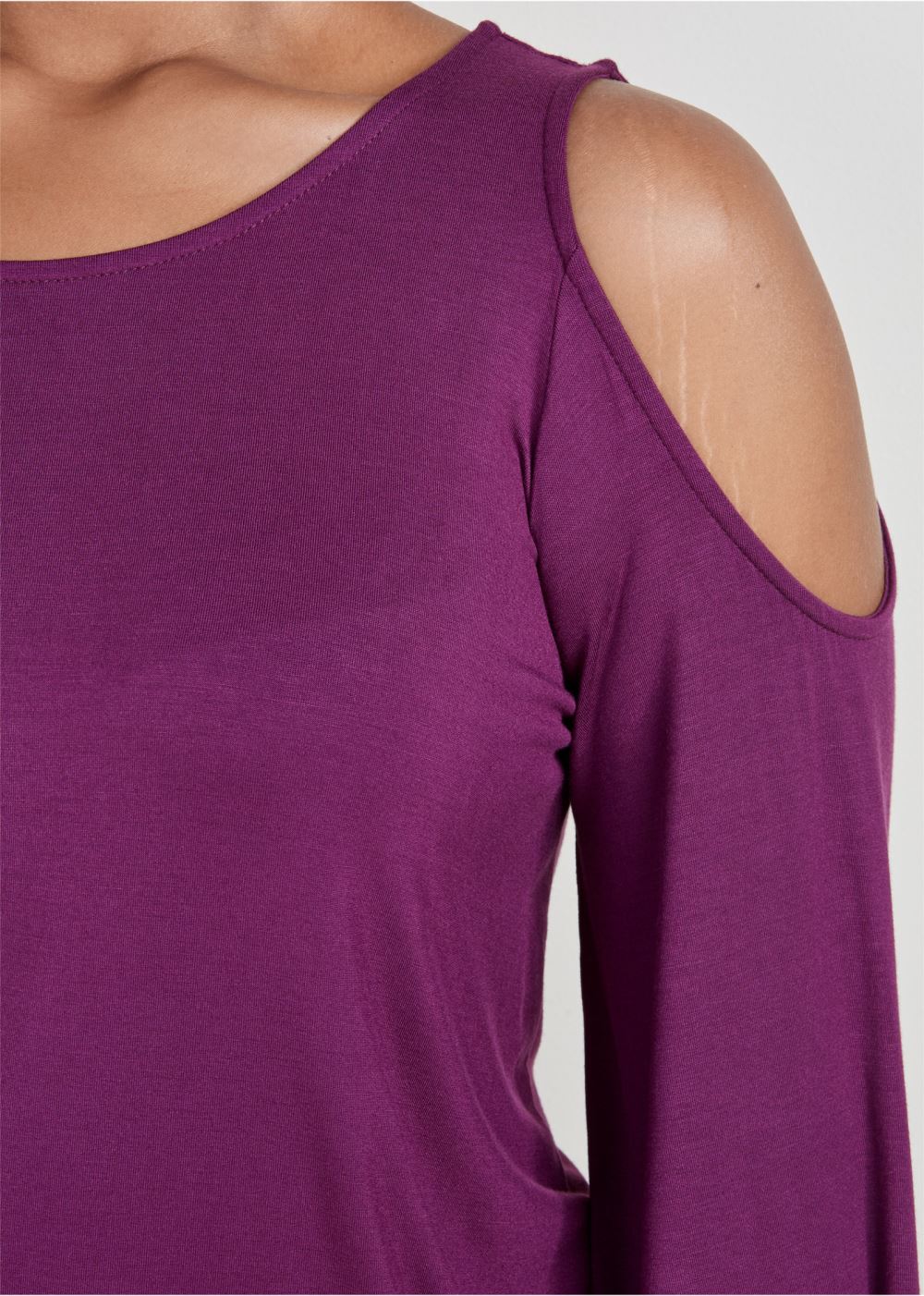 Venus Dark Purple Cold-shoulder blouson top