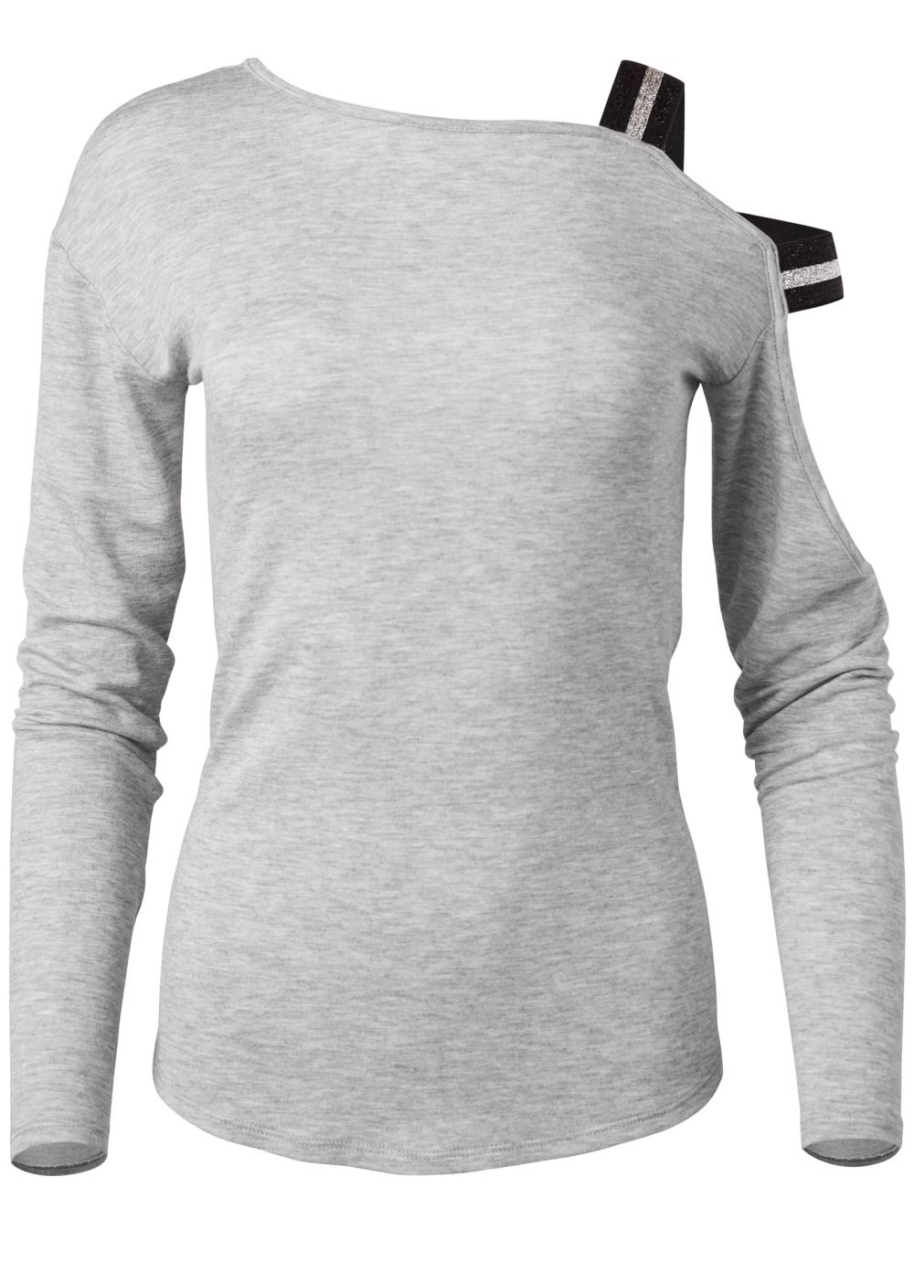 Venus Plus Size Strap Detail Lounge Top in Heather Grey Multi