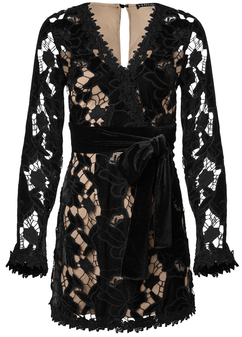 Venus Plus Size Velvet Lace Dress