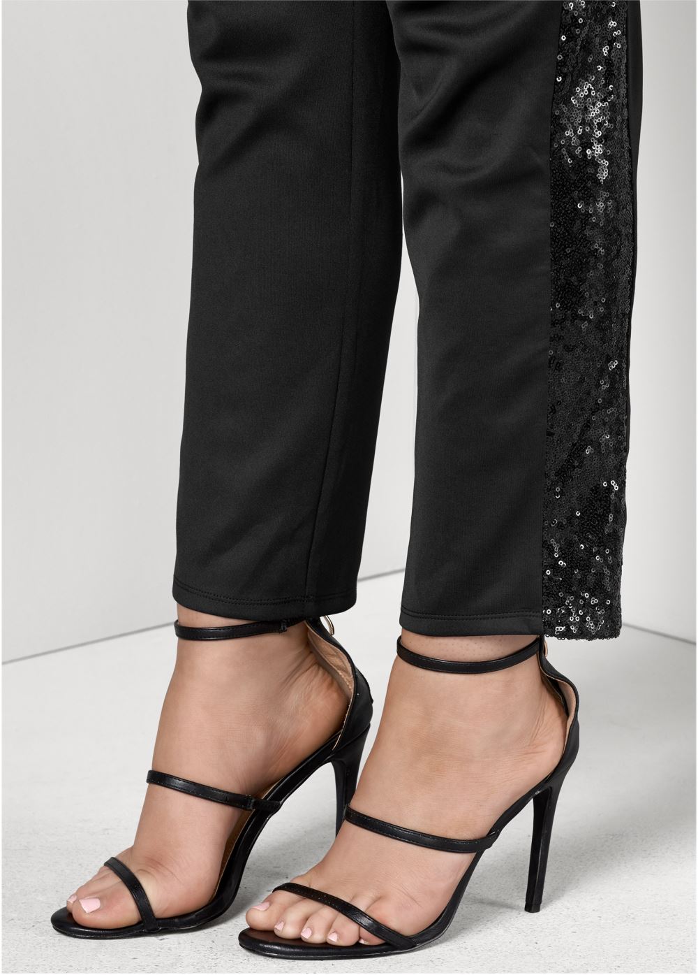 Venus Plus Size Sequin Tuxedo Jumpsuit in Black