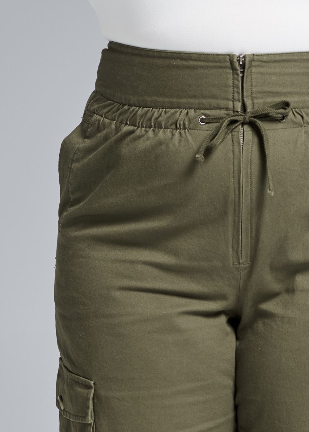Venus Plus Size High Waisted Cargo Pants in Olive