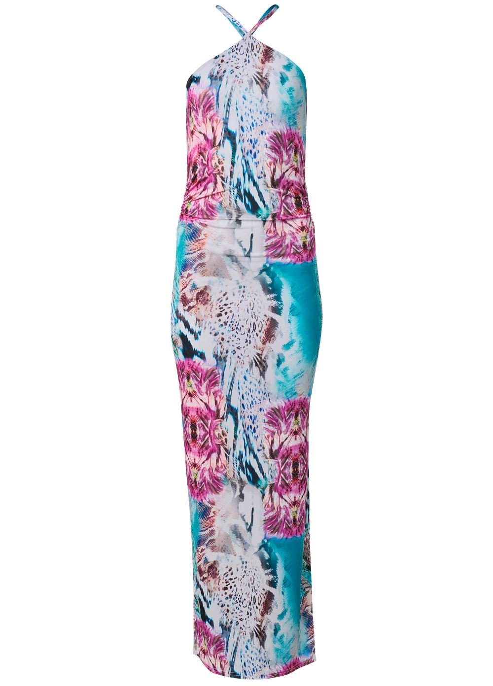 Venus Teal Multi PRINTED MAXI DRESS