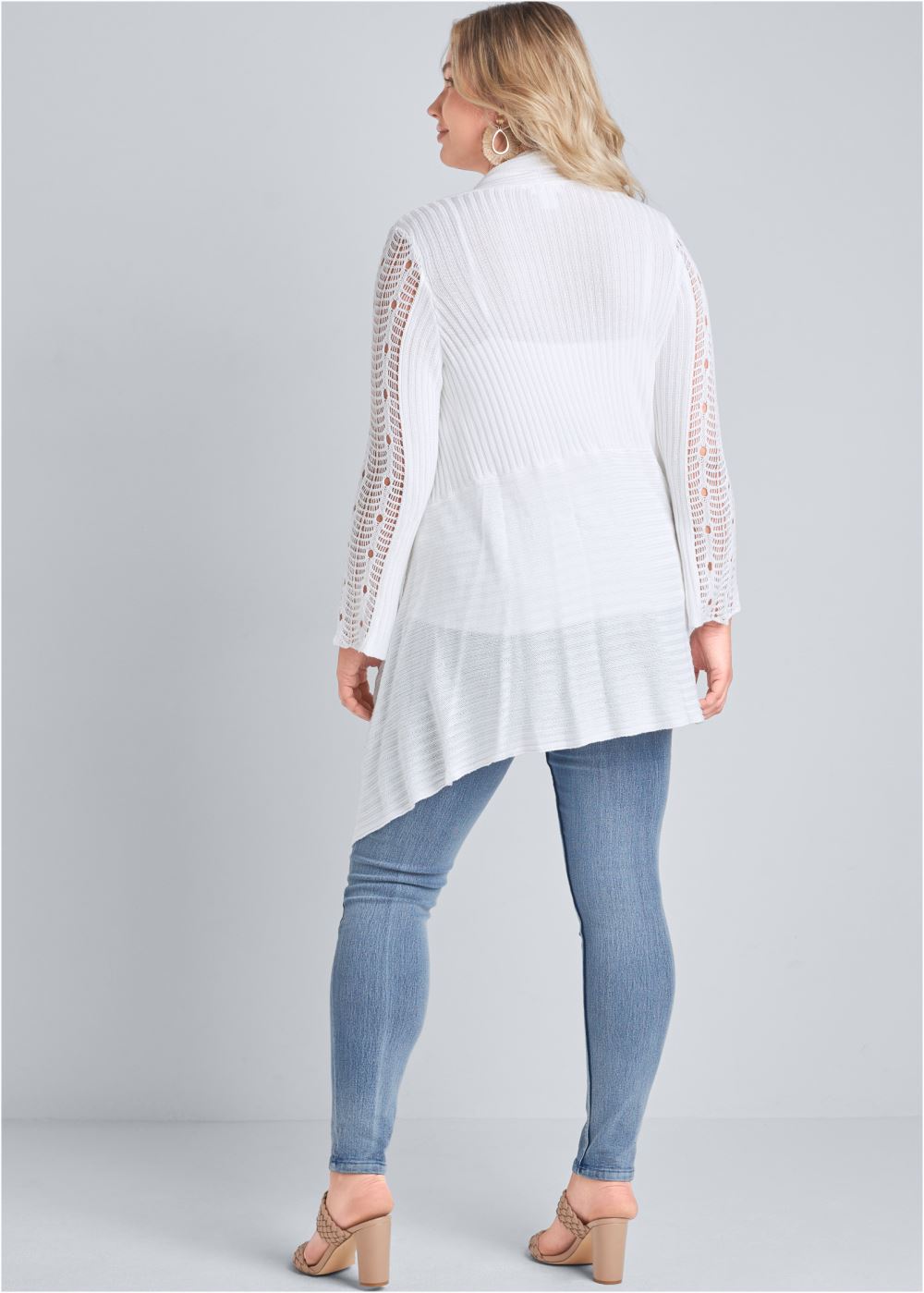 Venus Plus Size Crochet Sleeve Duster in White