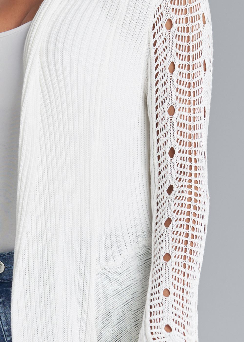 Venus Plus Size Crochet Sleeve Duster in White