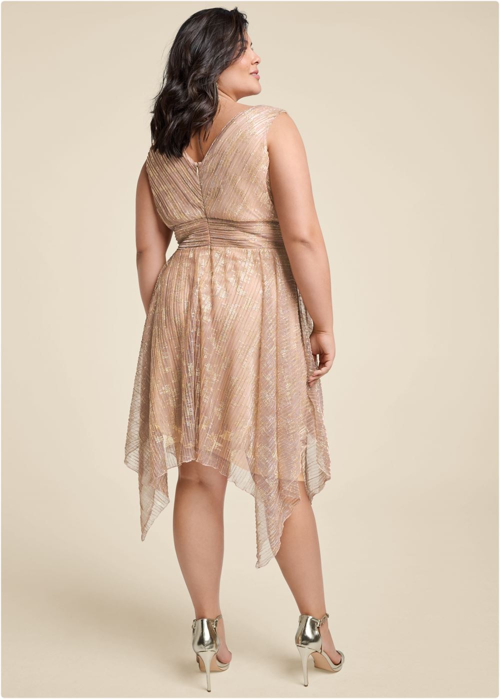 Venus Plus Size Handkerchief Hem Shimmer Dress