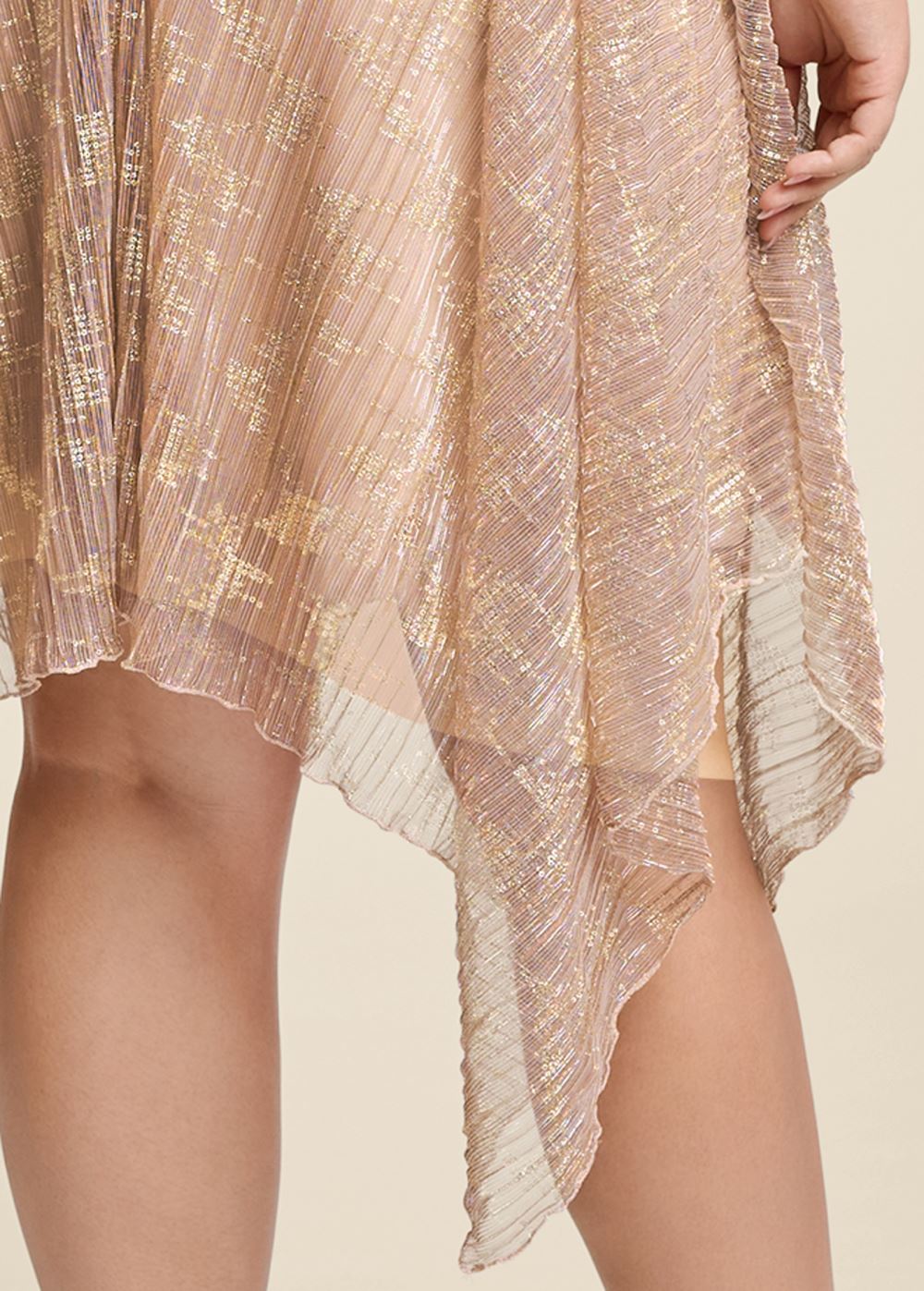 Venus Plus Size Handkerchief Hem Shimmer Dress