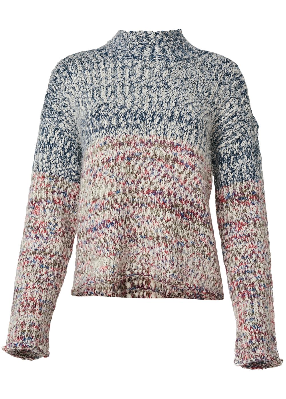 Venus Plus Size Marled Knit Mock-Neck Sweater in Blue Multi