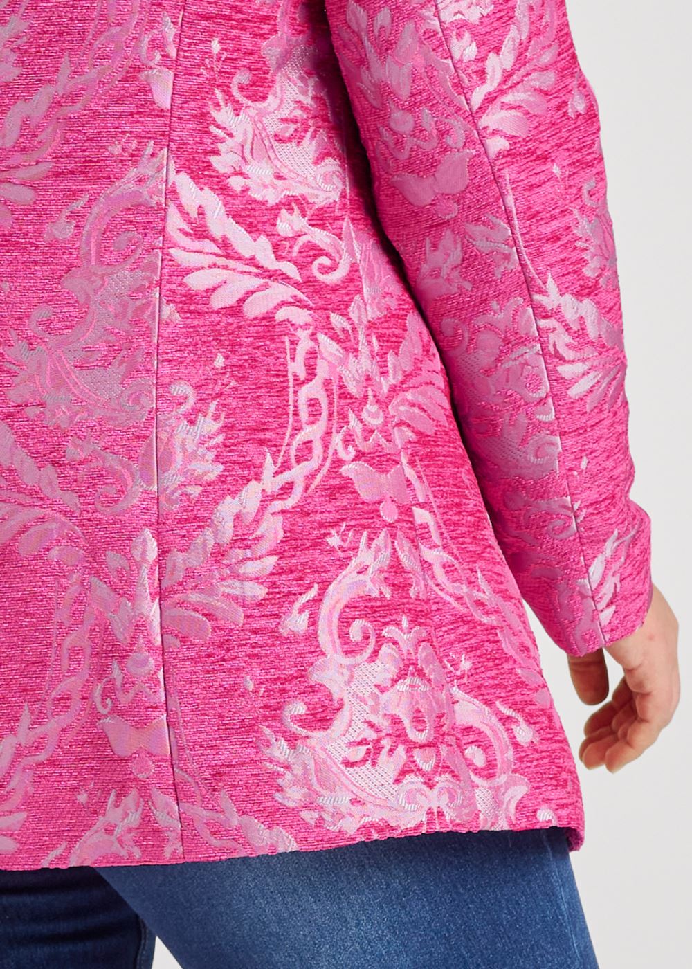 Venus Jacquard Paisley Blazer in Pink & Silver