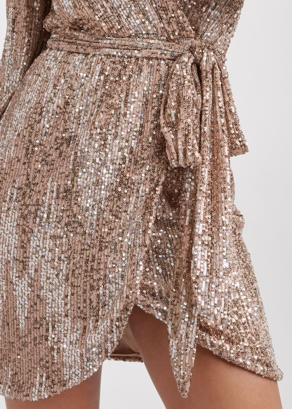 Venus Plus Size Belted Sequin Wrap Dress