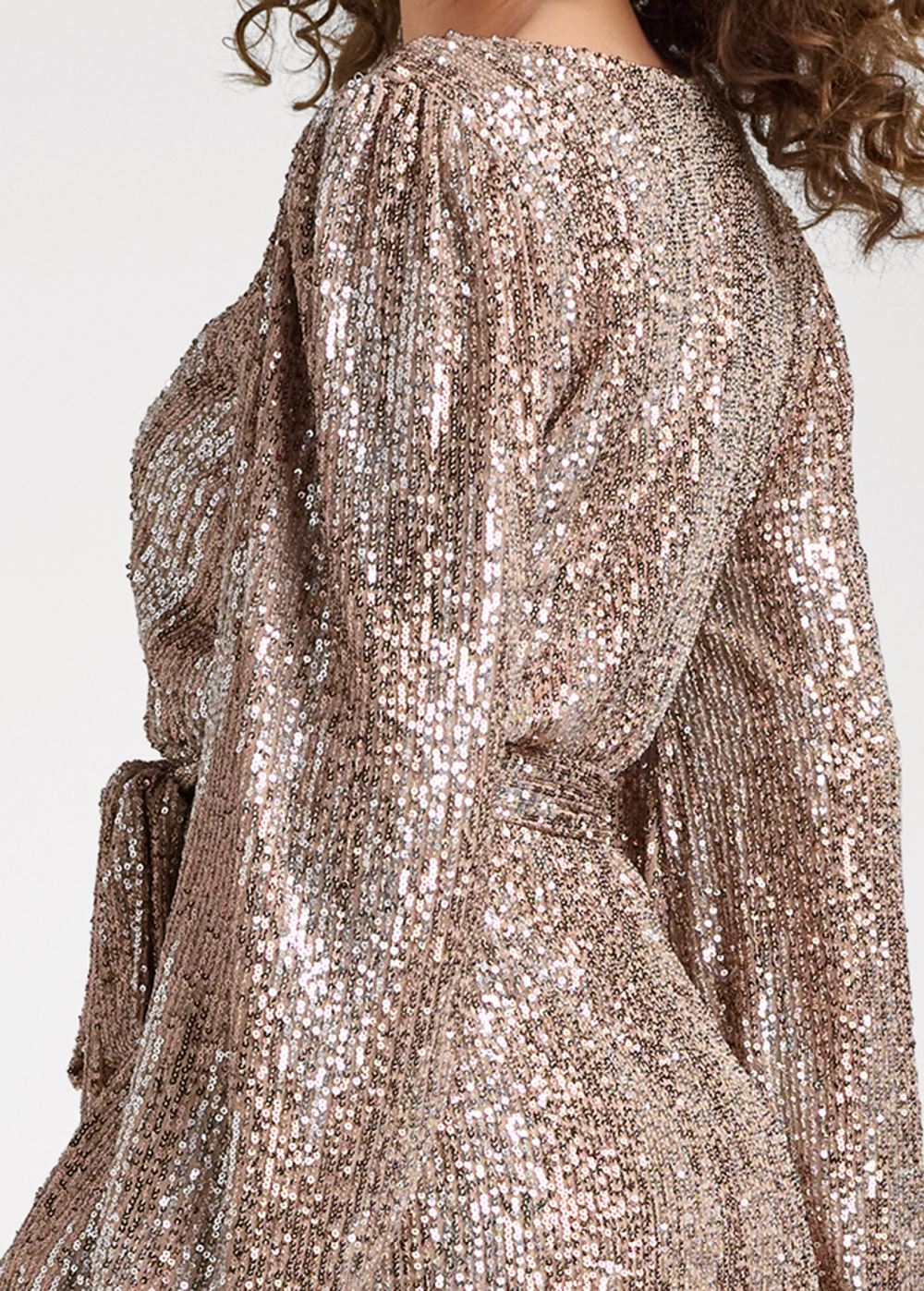 Venus Plus Size Belted Sequin Wrap Dress