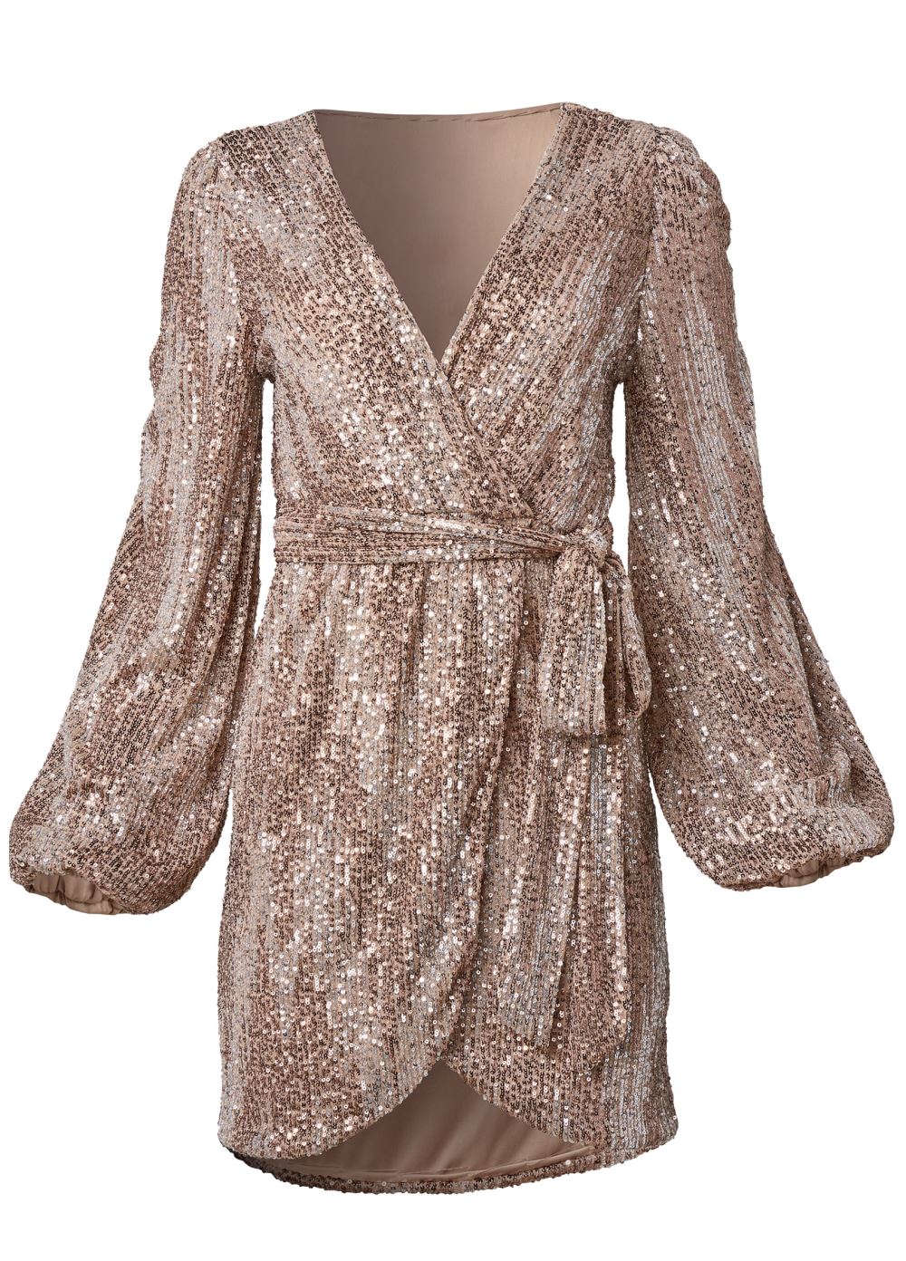 Venus Plus Size Belted Sequin Wrap Dress