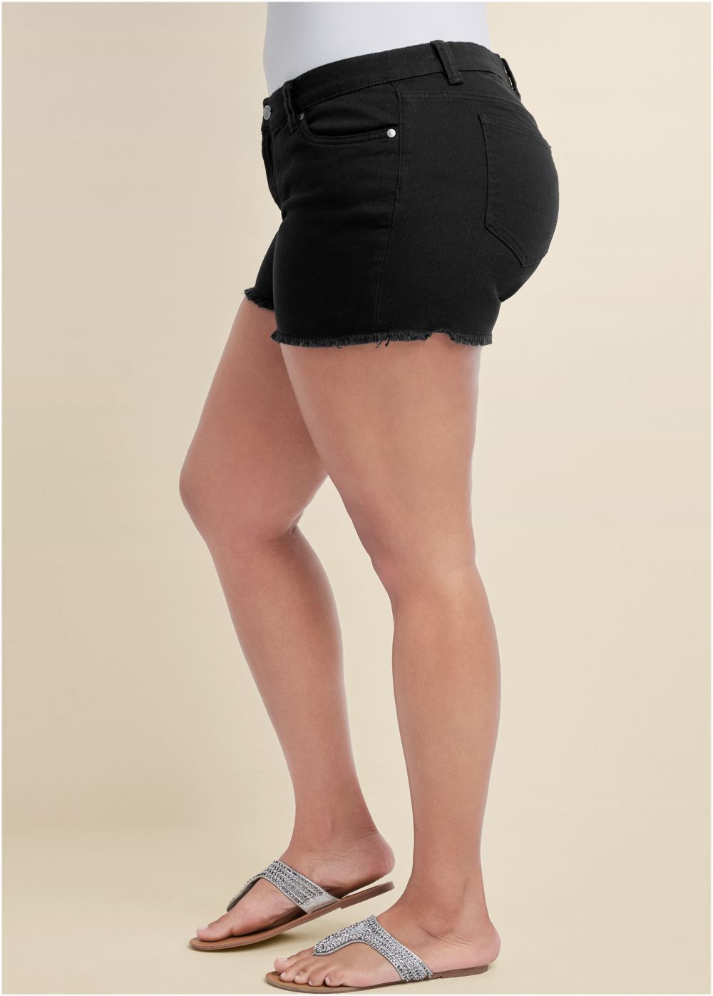 Venus Plus Size Cutoff Jean Shorts - Black
