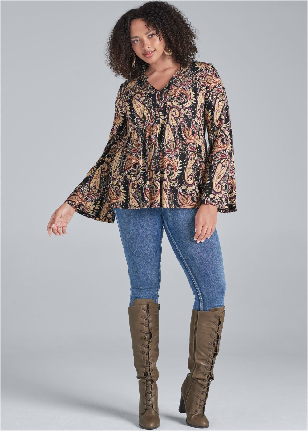 Venus Plus Size Paisley Printed Top