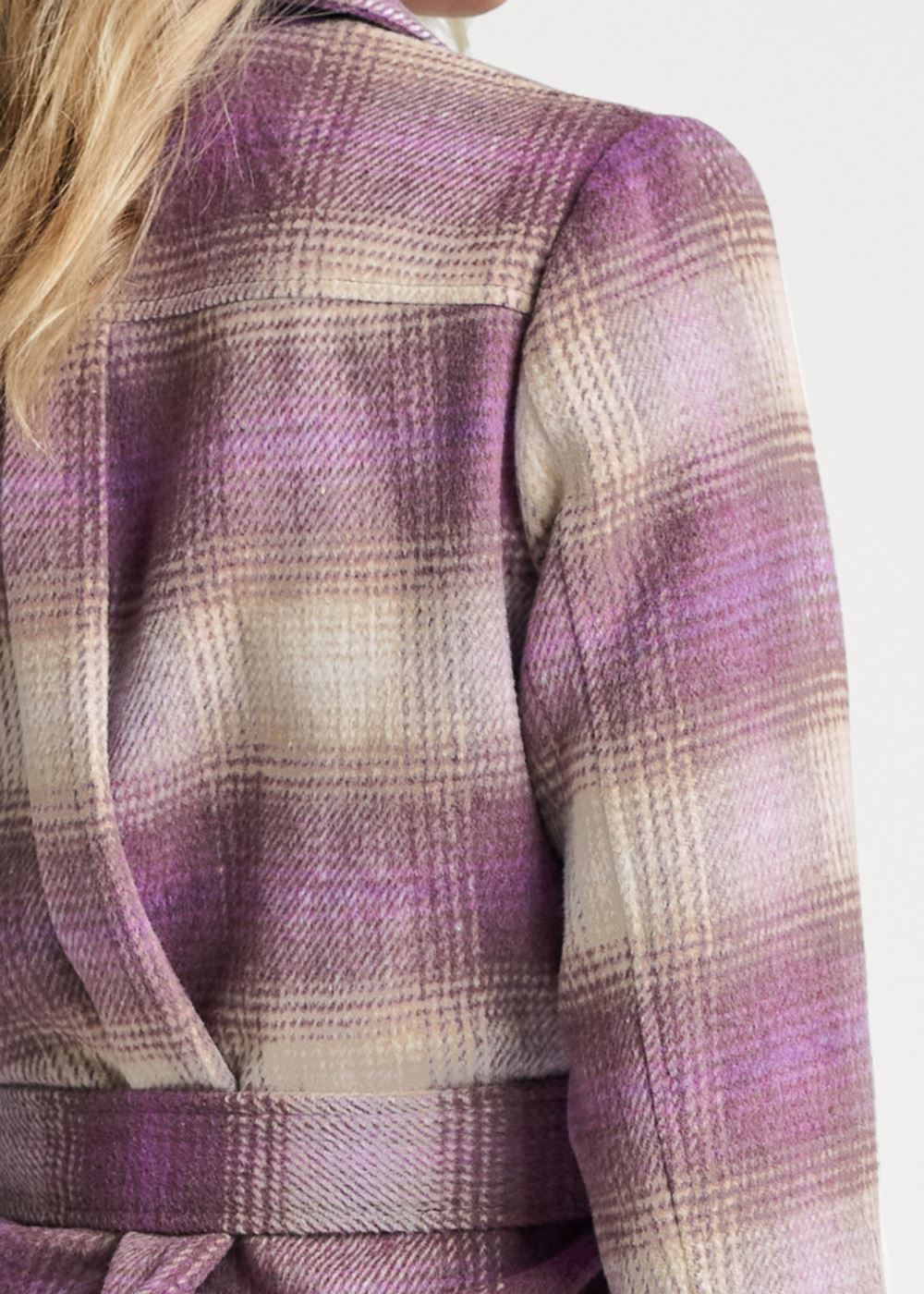 Venus Plaid Shacket With Belt in Purple Multi