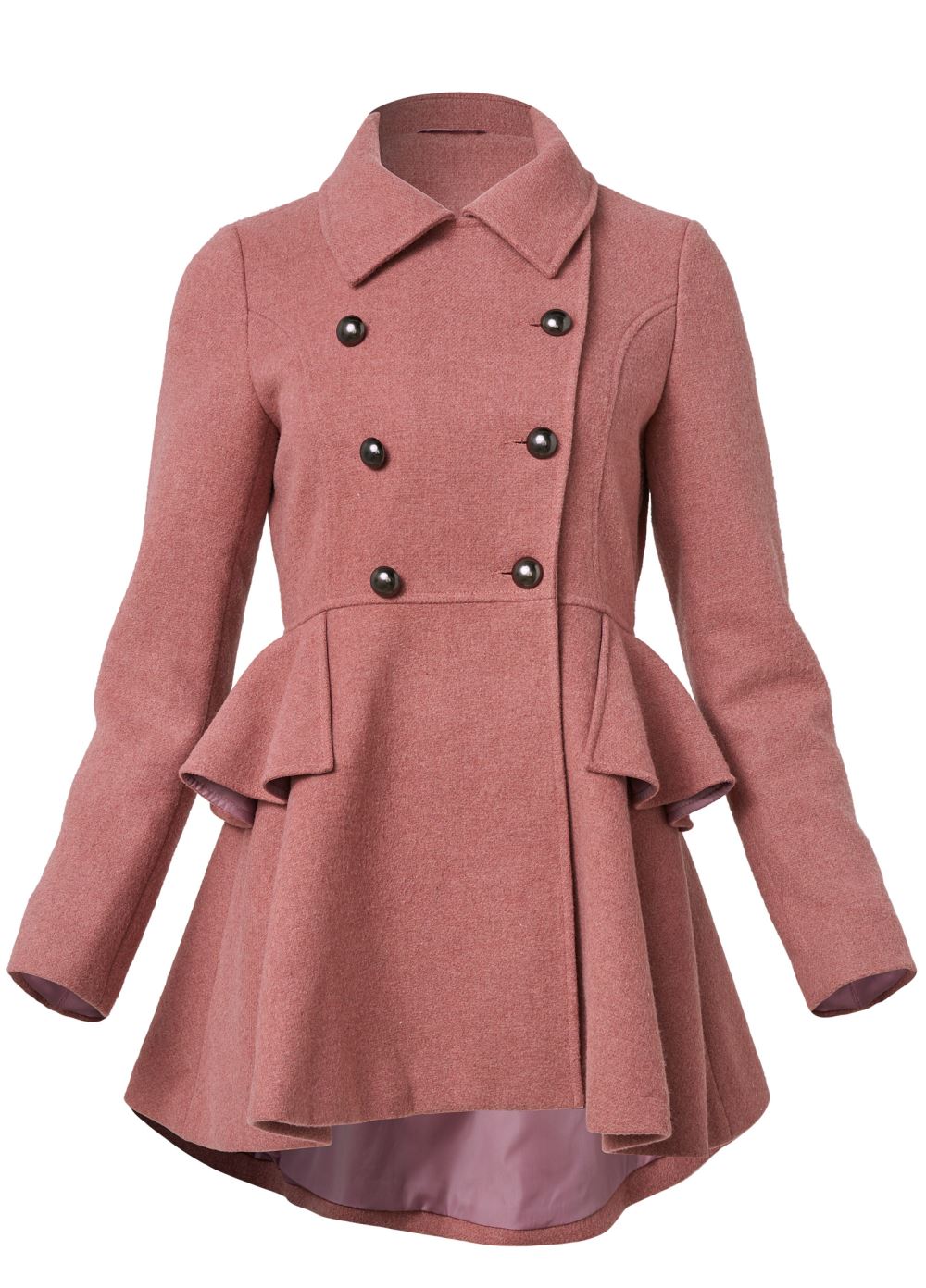 Venus Tiered Peplum Coat in Pink