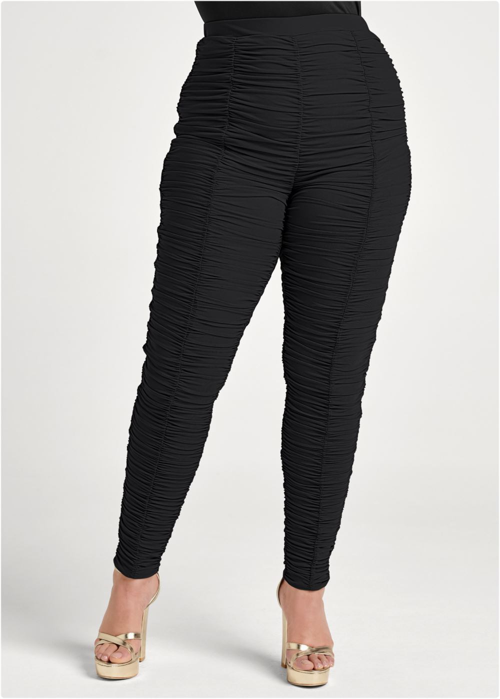Venus Black HIGH-WAIST RUCHED LEGGINGS
