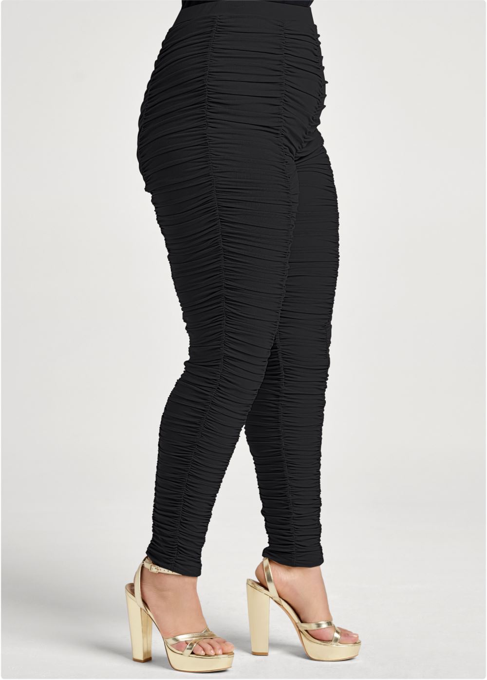 Venus Black HIGH-WAIST RUCHED LEGGINGS
