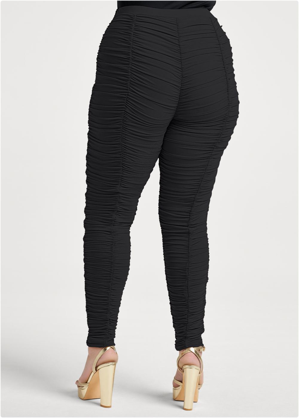 Venus Black HIGH-WAIST RUCHED LEGGINGS