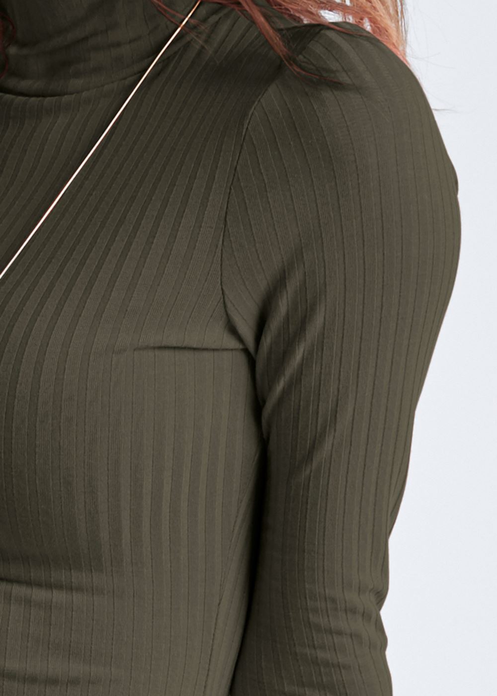 Venus Plus Size Ribbed Mock-Neck Long Dress