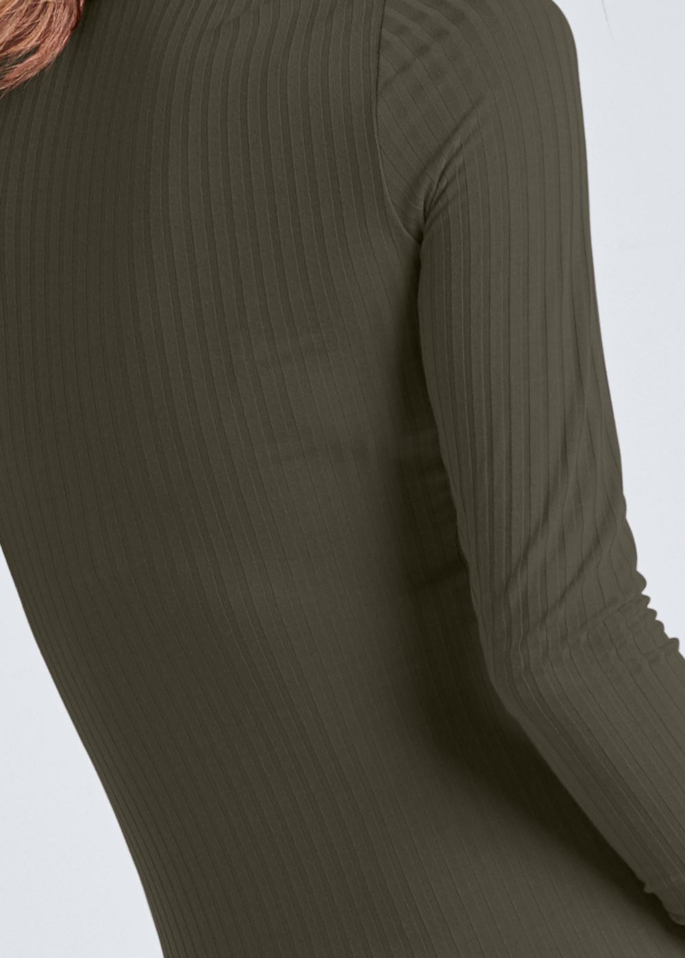 Venus Plus Size Ribbed Mock-Neck Long Dress