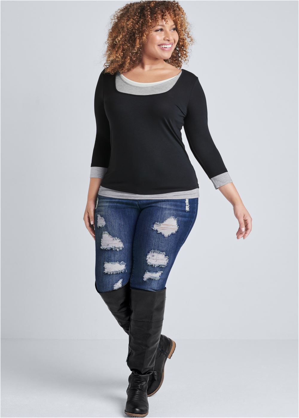 Venus Plus Size Layered Casual Top
