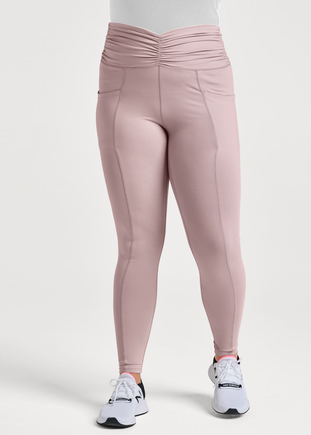 Venus Plus Size Ruched Waist Leggings in Tan