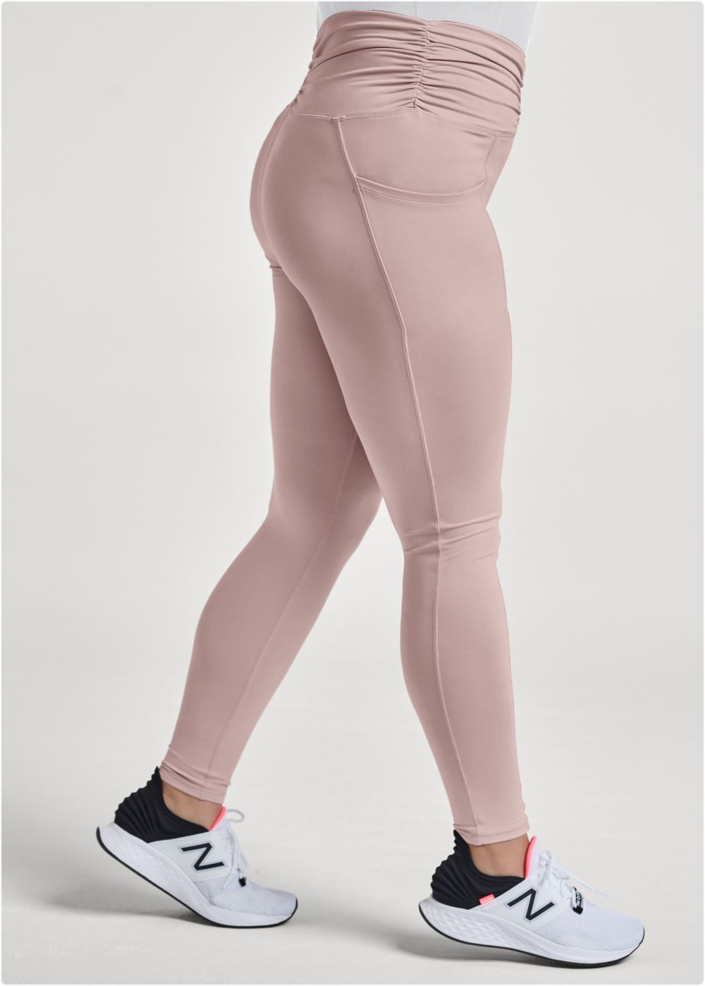 Venus Plus Size Ruched Waist Leggings in Tan