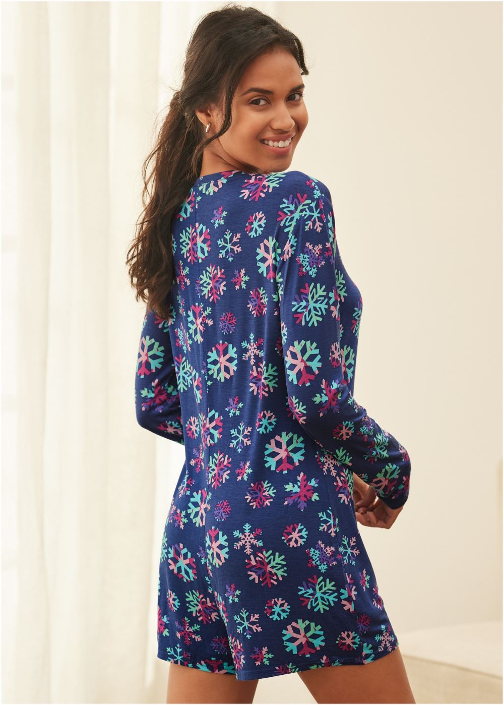 Venus Festive Flurries LONG SLEEVE PJ ROMPER