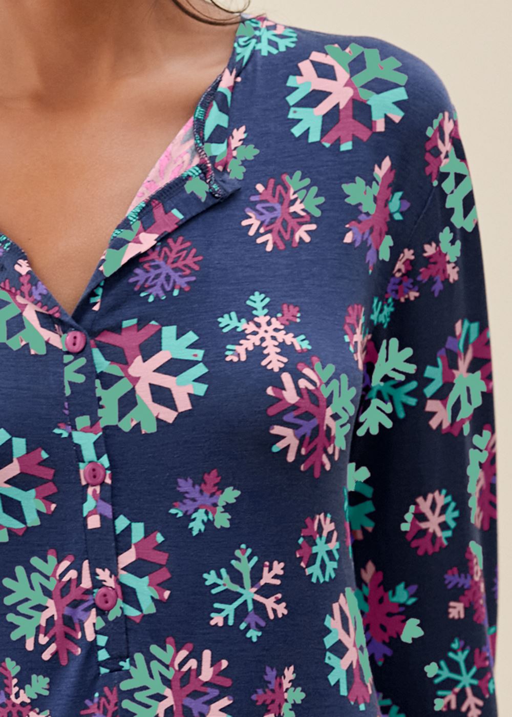 Venus Festive Flurries LONG SLEEVE PJ ROMPER