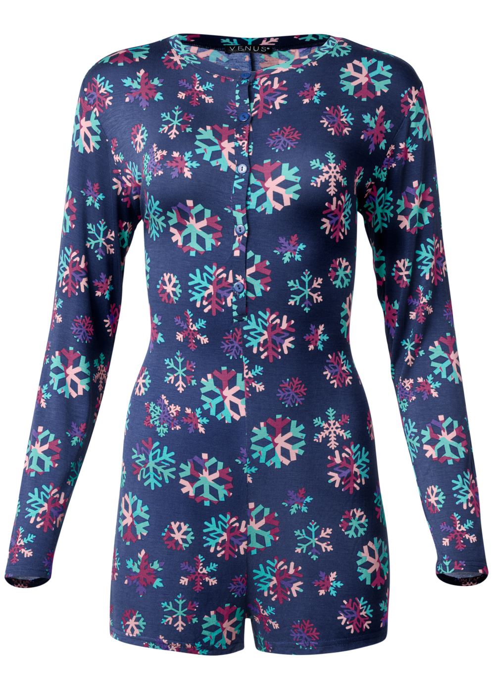 Venus Festive Flurries LONG SLEEVE PJ ROMPER