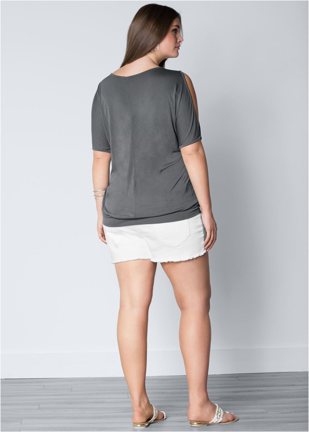 Venus Grey Feather cold-shoulder tee