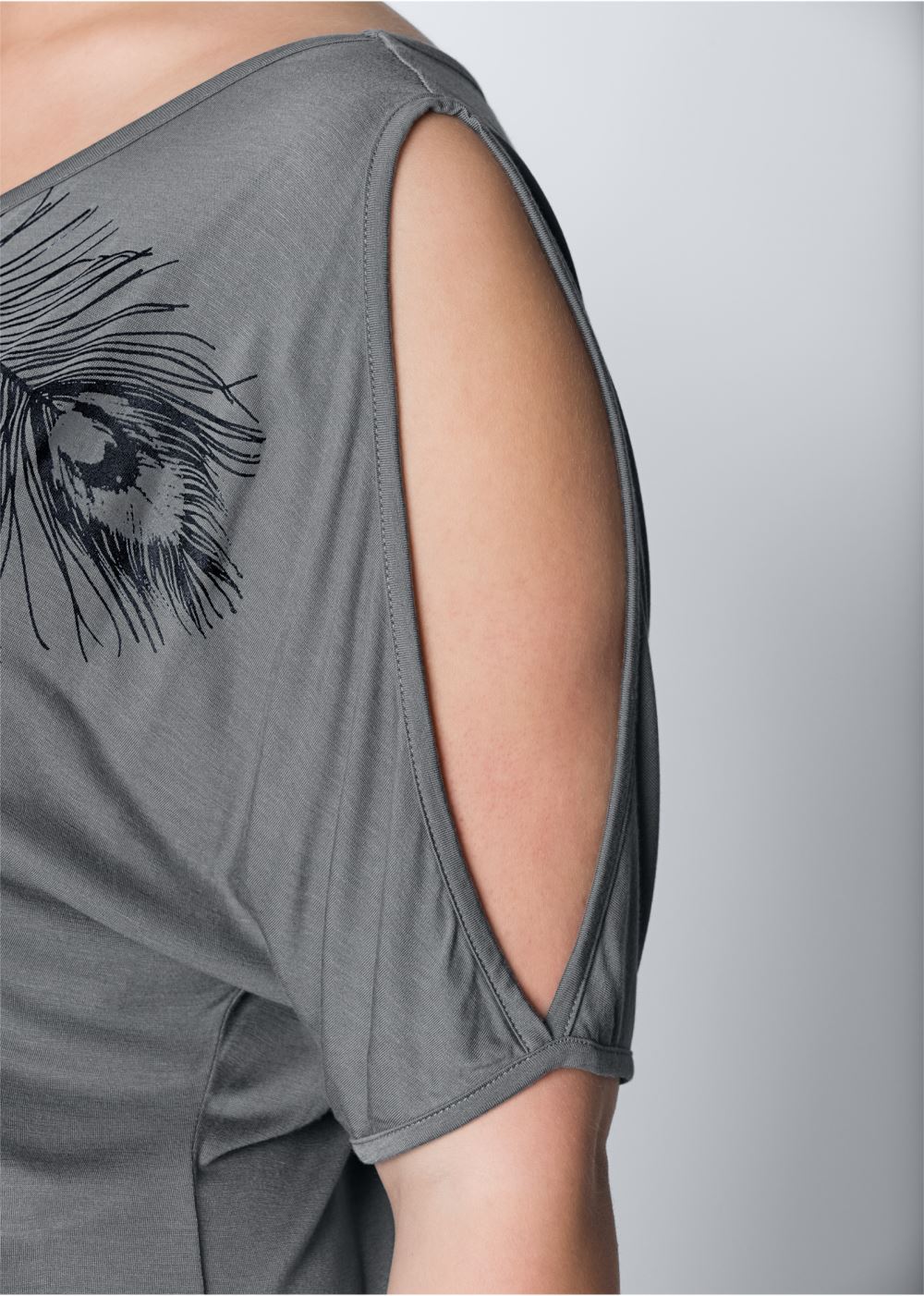 Venus Grey Feather cold-shoulder tee