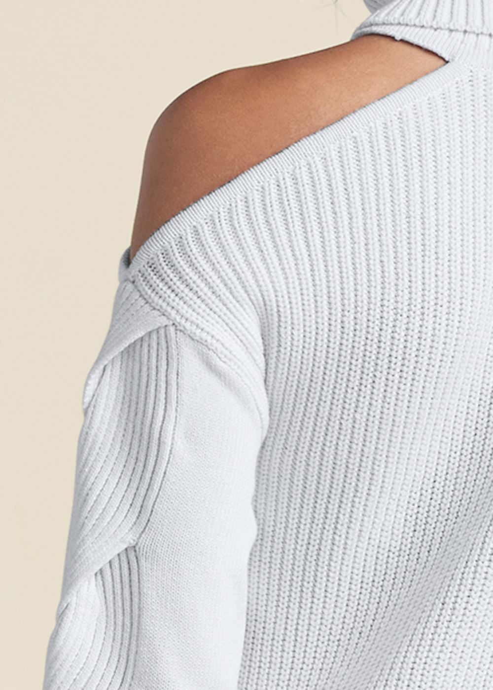 Venus Plus Size Cutout Shoulder Turtleneck in White