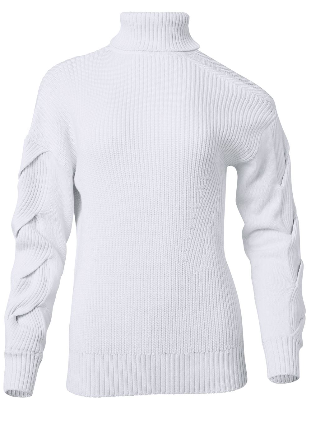 Venus Plus Size Cutout Shoulder Turtleneck in White