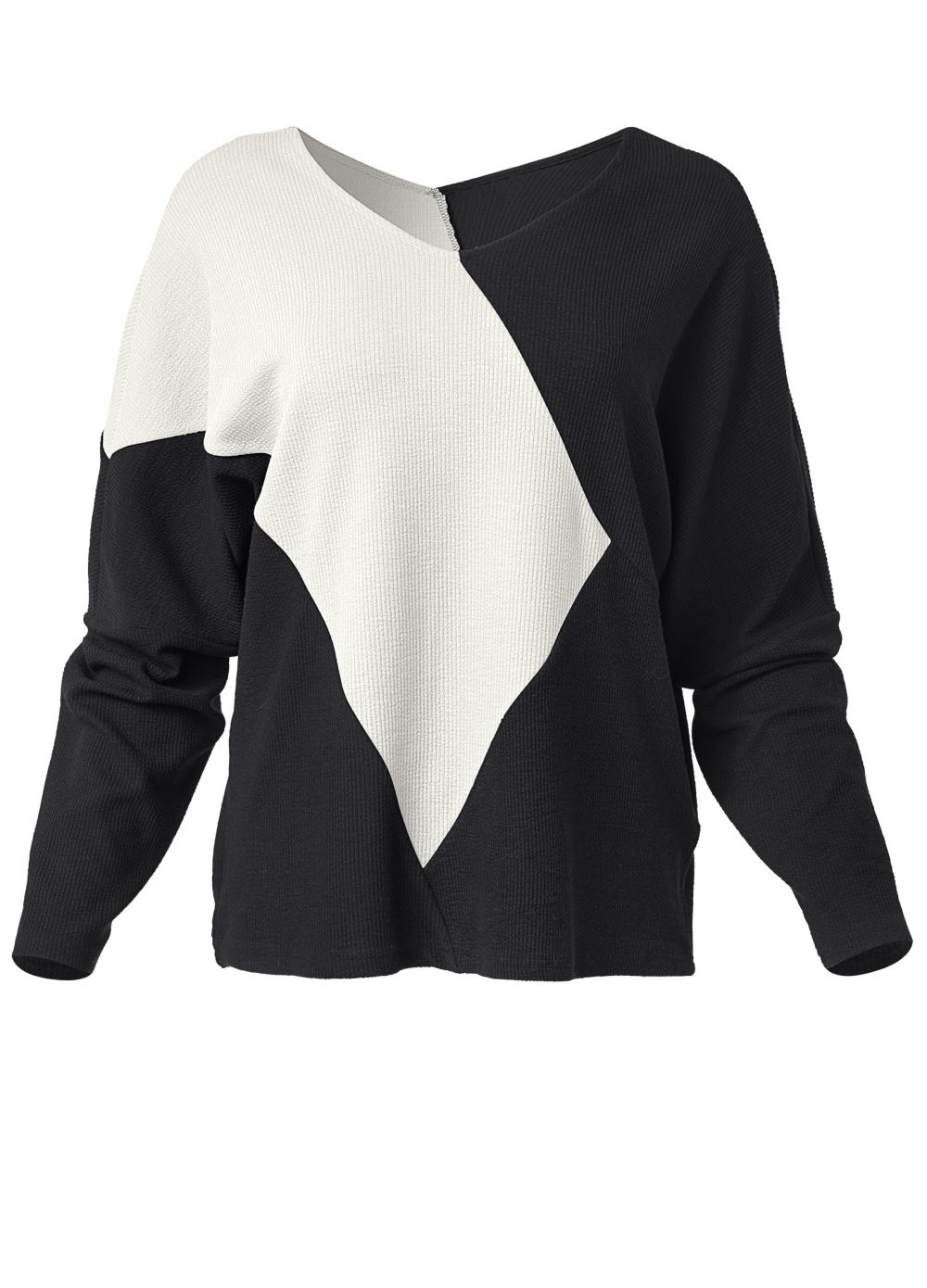 Venus Plus Size Color Block Oversized Top in Black & White